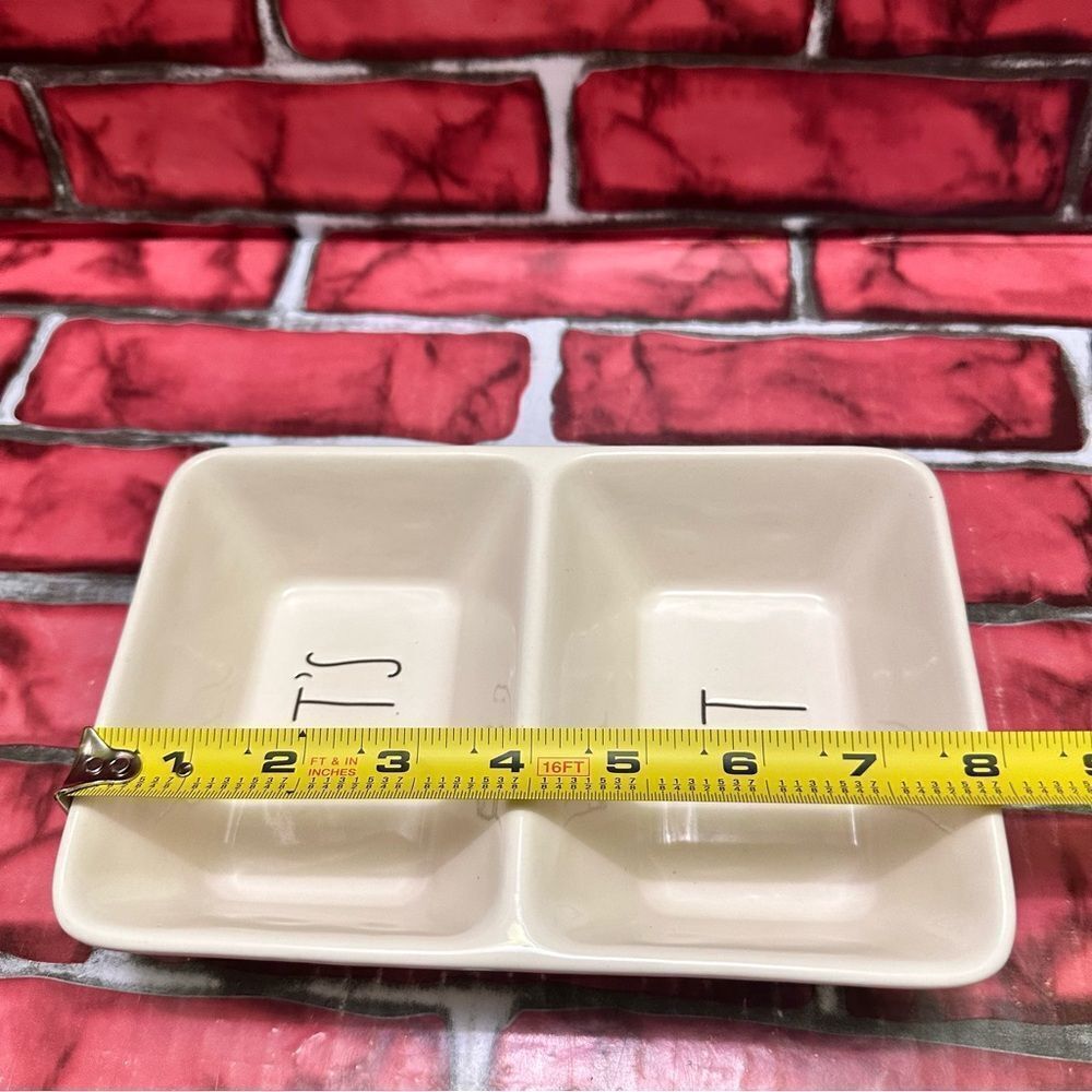 Rae Dunn ceramic Snack Tray LET’S EAT - Picture 4 of 6